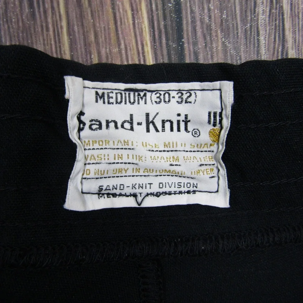 Vintage Sand-Knit Mens Medium 30-32 Black Knit Sweat Shorts Athletic Pockets